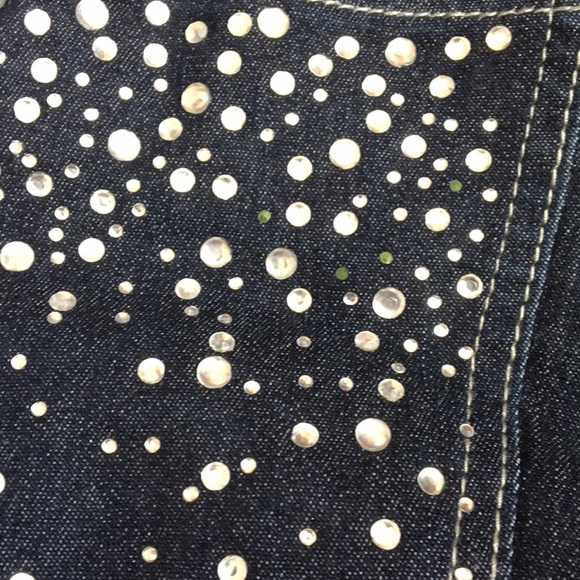 Dark blue low rise rhinestone jeans - Picture 5 of 6